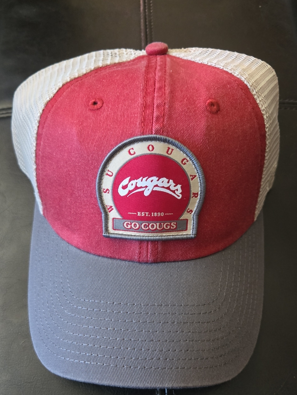 Top of the World Red and Gray Mesh Trucker Hat